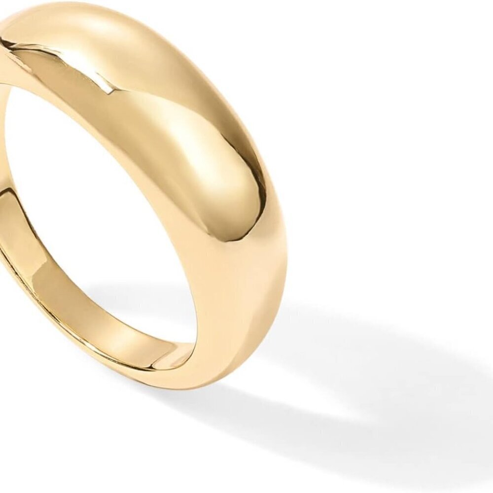 Gold Plated Chunky Dome Ring Signet Stackable Jewelry Women Men